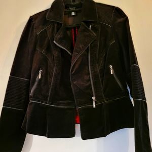 WHBM Black Velvet Moto Jacket